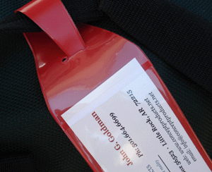 Close-up of luggage tag
